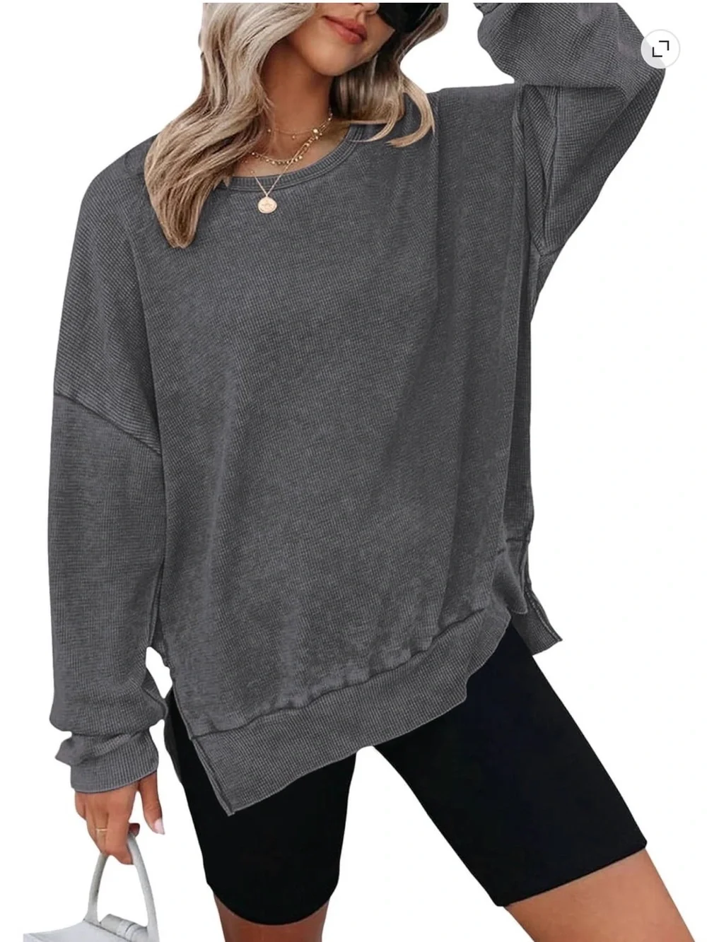 Cozy Women's Oversized Crewneck Sweatshirt - Charcoal Gray